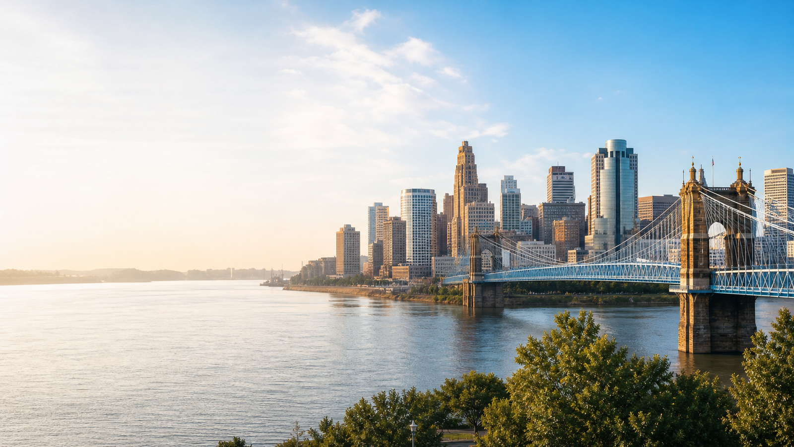 Cincinnati skyline and riverfront